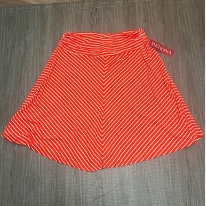 Merona Womens Orange White Striped A-Line Skirt Large NWT Chevron Jersey Knit